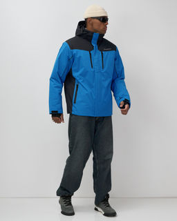 Горнолыжная куртка мужская зимняя голубого цвета 7611Gl