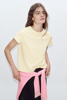 CAMISETA ALGOD?N MANGA CORTA / Amarillo - Zara фото 11