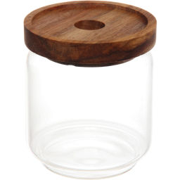 Цена за 2 шт. Банка для продуктов стеклянная 500мл "Хай-Тек" с крышкой из акации 9*10см