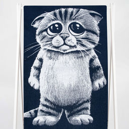 Полотенце махровое 6с102.411ж1 Кот печалька (т.синий2) 67х150см