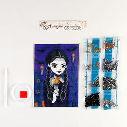 Алмазная мозаика с частичным заполнением на холсте «Девочка с косичками», 15×21 см