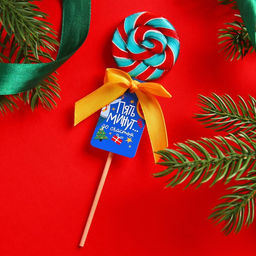 Цена за 2 шт. Леденец новогодний на палочке Пять минут до счастья, вкус: грейпфрут-гуава, 15 г - Фабрика счастья фото 3