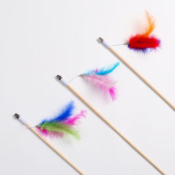 Дразнилка - удочка Радужные перья на деревянной палочке, микс цветов - Пижон фото 4