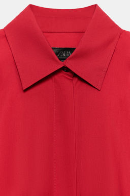 CAMISA POPEL?N ZW COLLECTION / Rojo - Zara фото 12