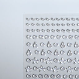 Цена за 5 шт. Стразы самоклеящиеся фигурные «Ассорти», 128 шт на листе, цвет серебряный