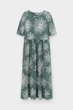 ЕВТ 5090/зеленый,крупные астры платье жен