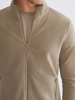 Dik Yaka Uzun Kollu Polar Erkek Fermuarl? Sweatshirt