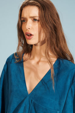 LIMITED EDITION SUEDE LEATHER KAFTAN DRESS - Zara фото 4
