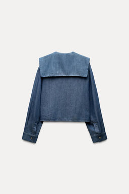 DENIM-EFFECT PETER PAN COLLAR SHIRT - Zara фото 6
