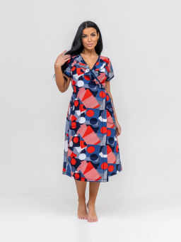 Халат женский, цвет синий красный