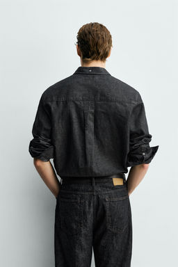 CAMISA DENIM ALGOD?N - LINO / Negro - Zara фото 3