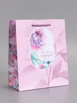 Пакет подарочный ламинированный «От всего сердца!», 18×22.3×10 см