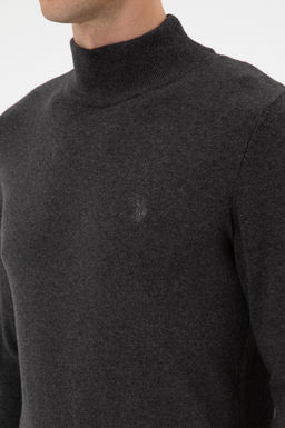 Erkek Slim Fit Bo_azl_ Antrasit Melanj Basic Kazak - U.s. polo assn фото 7