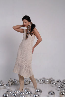 Ажурное вязаное платье айвори - Martichelli фото 5