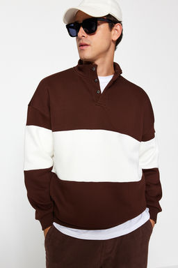TRENDYOL MAN Siyah Oversize/Genis Kesim C?tc?tl? Renk Ici Polar Pamuklu Sweatshirt TMNAW24SW00160 - Trendyolmilla фото 10
