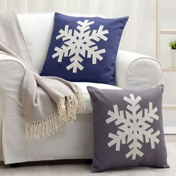 По/Чехол на подушку ALTRO арт.ТК5060-01 СНЕЖИНКА (фон синий)
