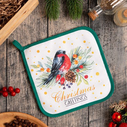 Прихватка Этель Christmas greetings, 19?19 см, МИКС, саржа, хлопок 100%, ватин 250 г/м?