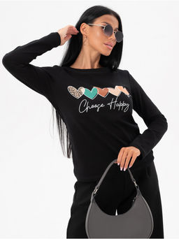 Лонгслив Счастье женский черный - София фото 5