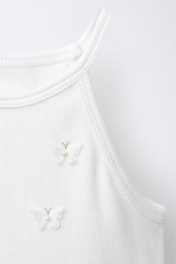 RIBBED BUTTERFLY AND FLOWER T-SHIRT - Zara фото 3