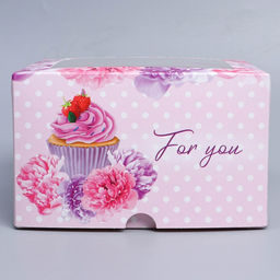 Цена за 5 шт. Коробка для капкейков, кондитерская упаковка с окном, 4 ячейки «Пионы», 16 х 16 х 10 см