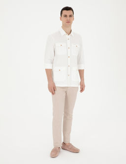 Рубашка Pierre Cardin Comfort Fit бежевая с длинным рукавом