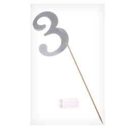 Цена за 10 шт. Топпер в торт 3, цвет серебро