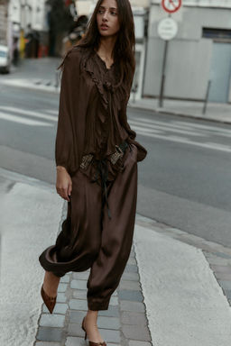 FLOWING SHIRT WITH RUFFLE TRIMS
