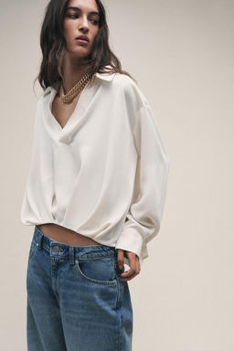 SHIRT WITH ASYMMETRIC HEM AND PLEATS - Zara фото 10