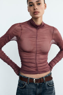 100% SILK DRAPED TOP - Zara фото 3