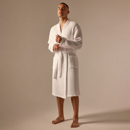 Халат вафельный мужской SL HOME: Boho «Блан де Блан», размер XL, хлопок 100%, белый
