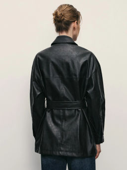 Куртка из искусственной кожи с ремнём / Zarina  фото 7