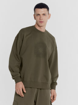 Свитшот мужской в цвете хаки с печатью т.полынь +печать 121868/1