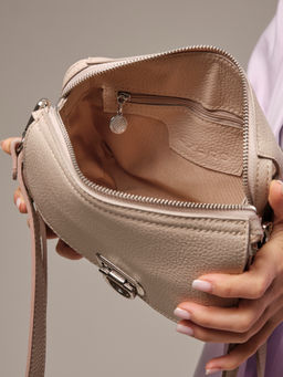 Сумка кожаная через плечо Azaro 3684 бежевый жемчуг