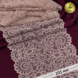 Кружево-стрейч KRUZHEVO арт.TBY.YSTL00839 шир.205мм цв.168 серебристый пион уп.25м