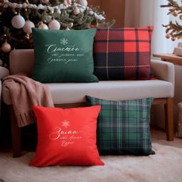 Набор декоративных новогодних наволочек «Этель. Счастье» 40×40 см, 4 штуки, велюр