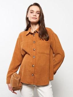 D?z Uzun Kollu Kadife Hamile G?mlek Ceket