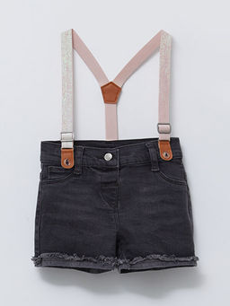 Basic K?z Bebek Jean ?ort ve Pantolon Ask?s? 2li Tak?m