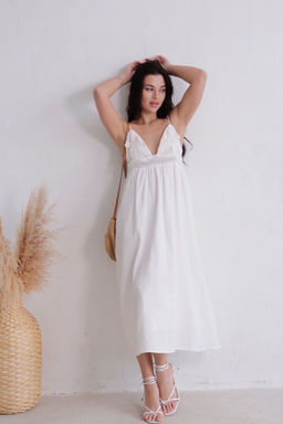 Открытое платье из хлопка белое - Martichelli фото 4