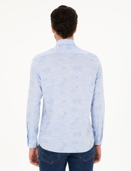 Голубая зауженная рубашка с длинным рукавом - Cacharel фото 5