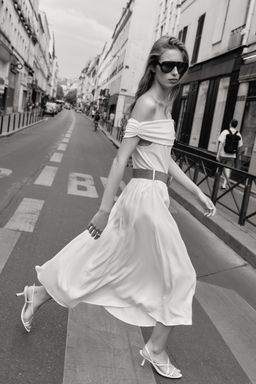 OFF-THE-SHOULDER CONTRAST MIDI DRESS WITH BELT - Zara фото 7