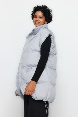 Gri Oversize Omuz Detayl? Su Itici Sisme Yelek TWOAW24YE00010 - Trendyolmilla фото 2