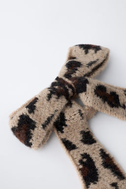ANIMAL PRINT KNITTED BOW SCRUNCHIE - Zara фото 3