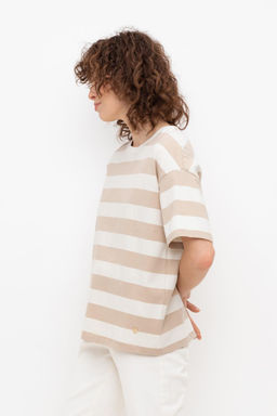 VERY NEAT _ ЕВТ 3190/темно-бежевый,полоска фуфайка жен фото 3