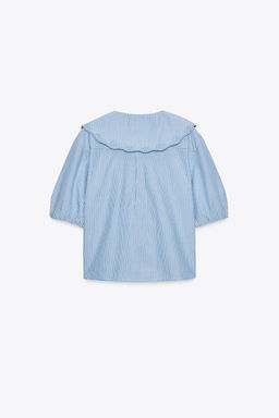 STRIPED EMBROIDERED PETER PAN COLLAR SHIRT - Zara фото 15