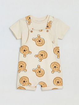 Winnie the Pooh Bask?l? Erkek Bebek Salopet ve Ti??rt