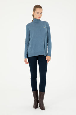 Женская синяя базовая водолазка - U.s. polo assn фото 4