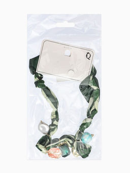 Колье-чокер на платке "Стиль". цвет изумрудный с золотом