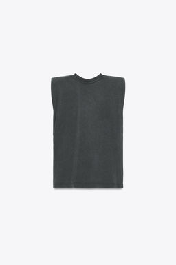 JEWEL SHOULDER PAD FADED-EFFECT T-SHIRT - Zara фото 5