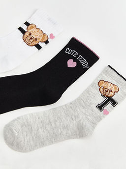 Ay? Desenli K?z ?ocuk Soket ?orap 5li