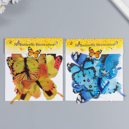 Цена за 2 шт. Наклейка пластик «Бабочки ассорти», набор 12 шт.: 12 см; 10 см; 8 см; 6 см; 4 см, МИКС